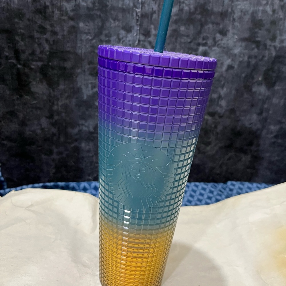 Starbucks Purple and Gold Gradient Tumbler.